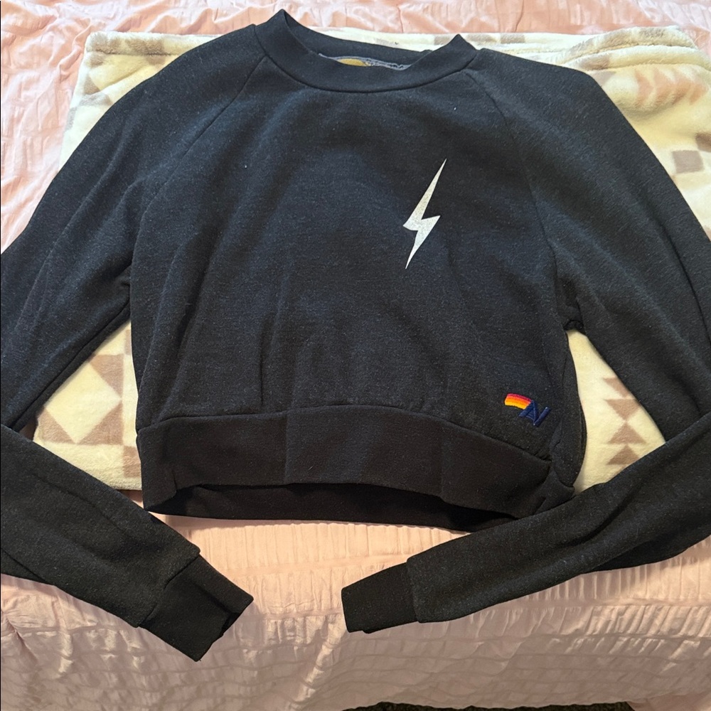 Aviator Nation Charcoal Sweatshirt with Lightning Bolt